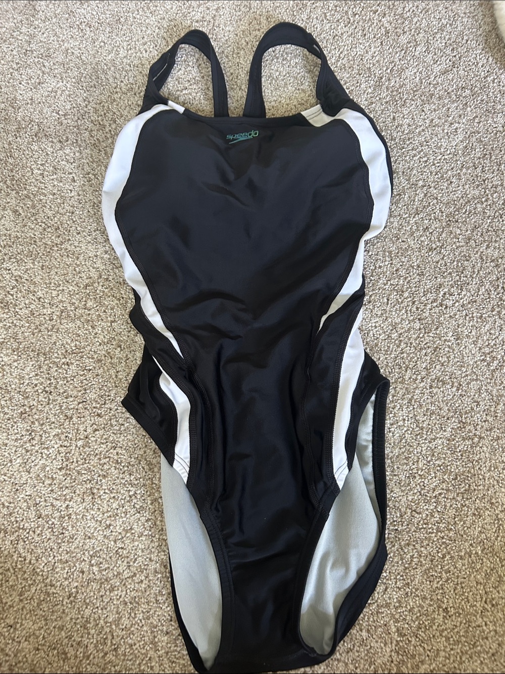 Speedo Black and White Racerback One-Piece Swimsuit